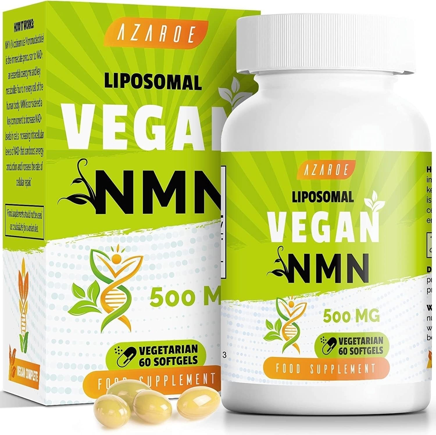 脂質體素食 NMN 500 毫克，促進 NAD+ 和細胞能量