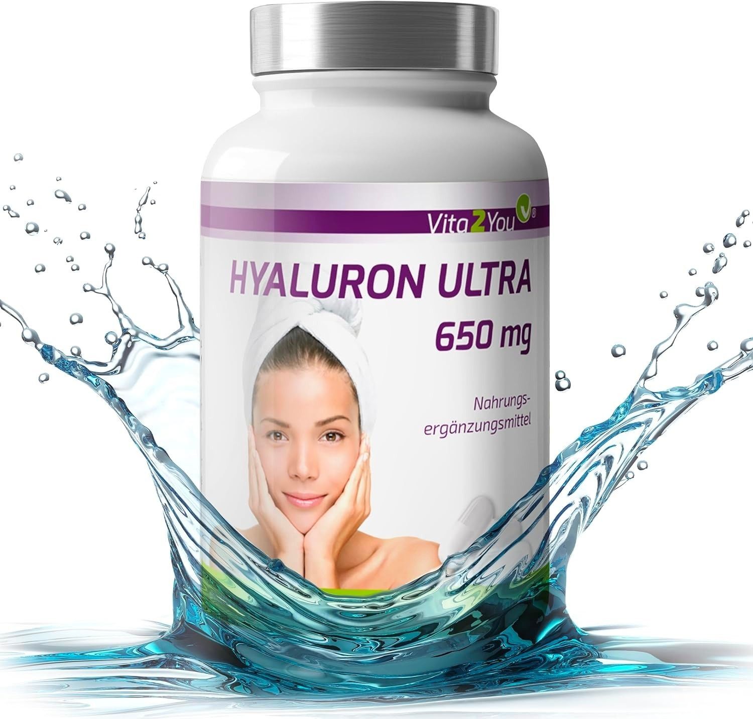 Vita2You 透明質酸 （口服玻尿酸）Ultra 650 毫克 - 90 粒素食膠囊---變得水水，關節滑順