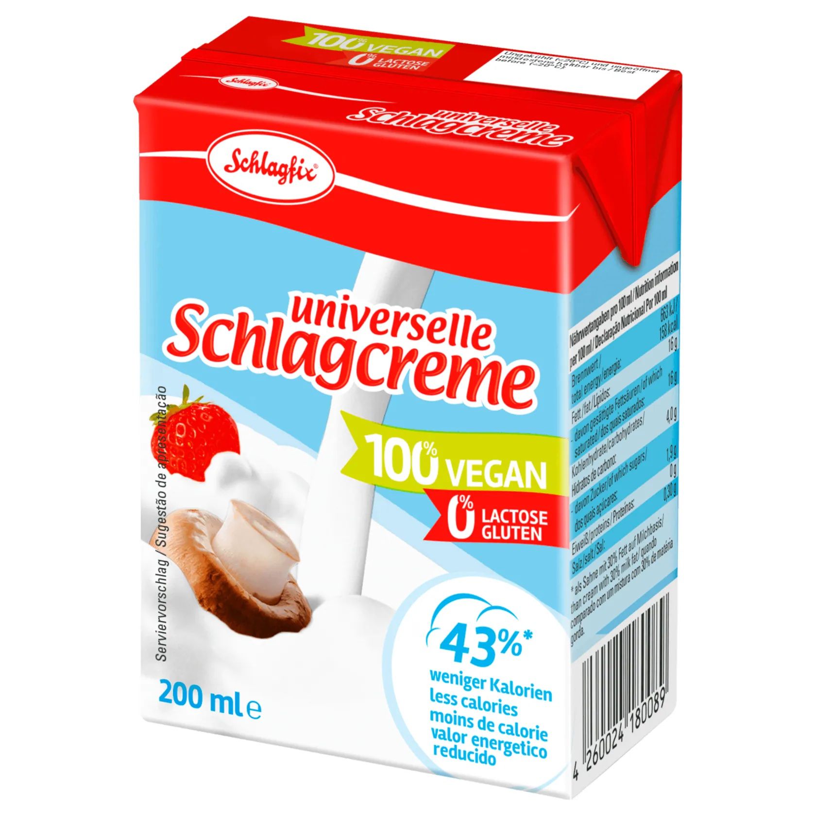 Schlagfix 純素鮮奶油 200 毫升（低脂低熱量）