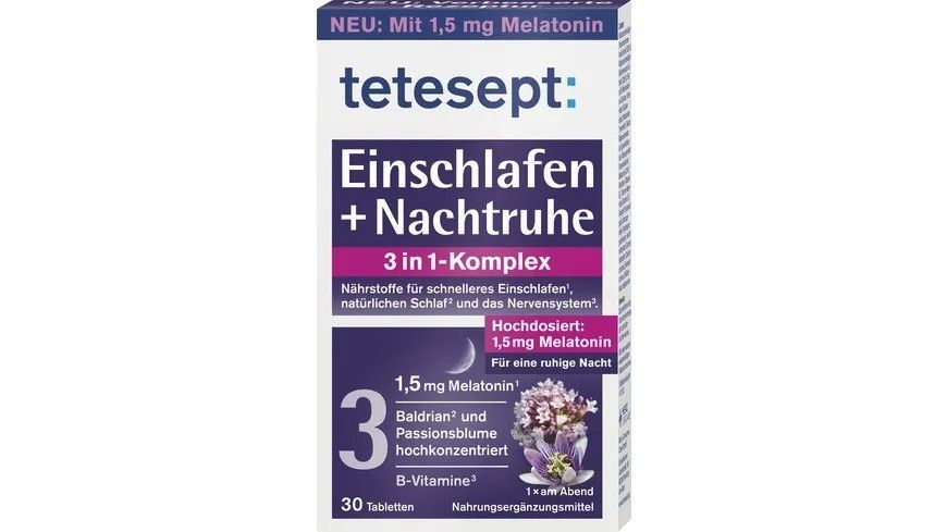 tetesept 入睡 + 夜間安眠藥片（30顆）高劑量1.5mg褪黑激素與其他助睡眠藥草