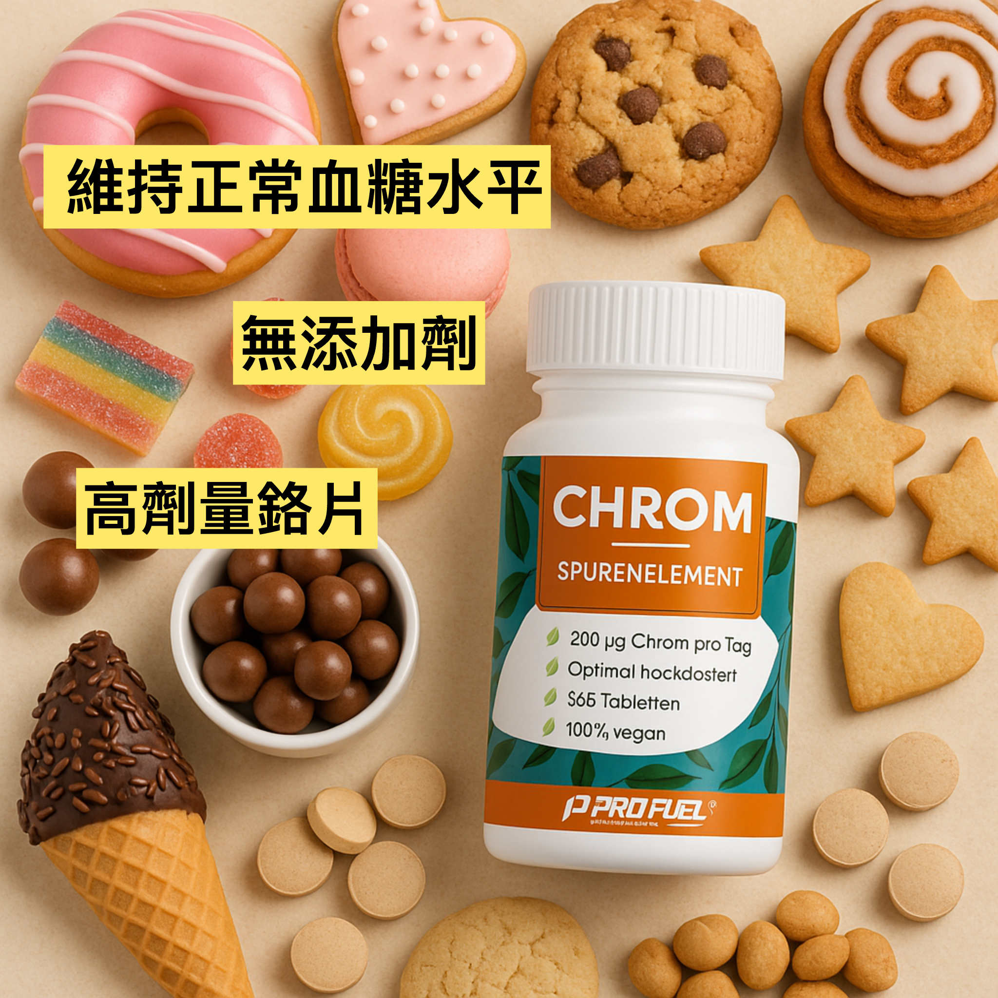 吡啶甲酸鉻 365 片，含 200 微克鉻＊ 助於維持正常的血糖值