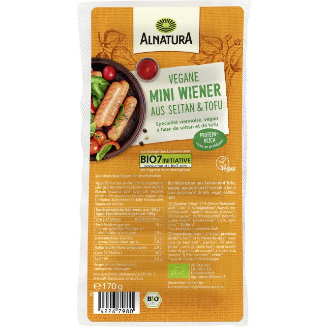 1.Alnatura 迷你維也納香腸 170g--較Q 2. enerBIO 維也納風味白香腸 170g 較軟