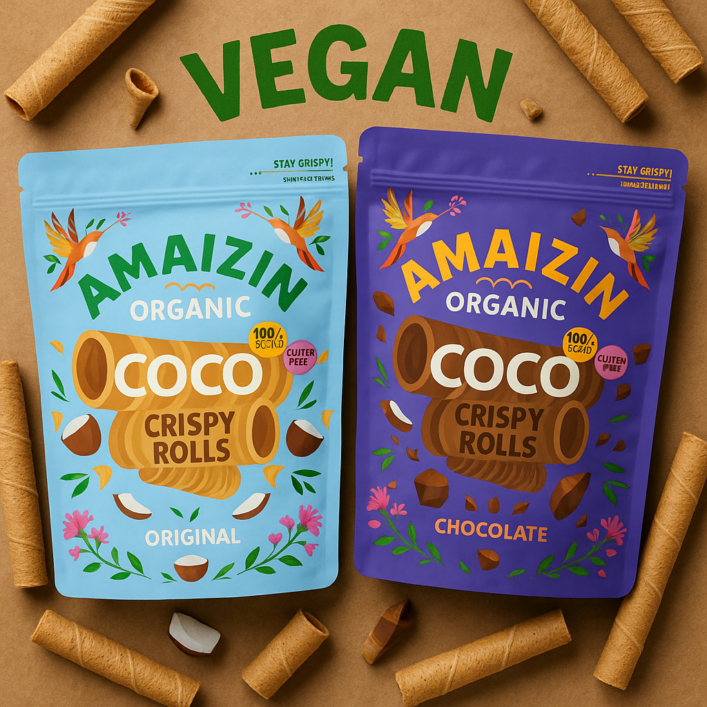 無麩 Amaizin 脆皮椰子卷--原味＆巧克力 不甜好吃，酥脆可口 140g