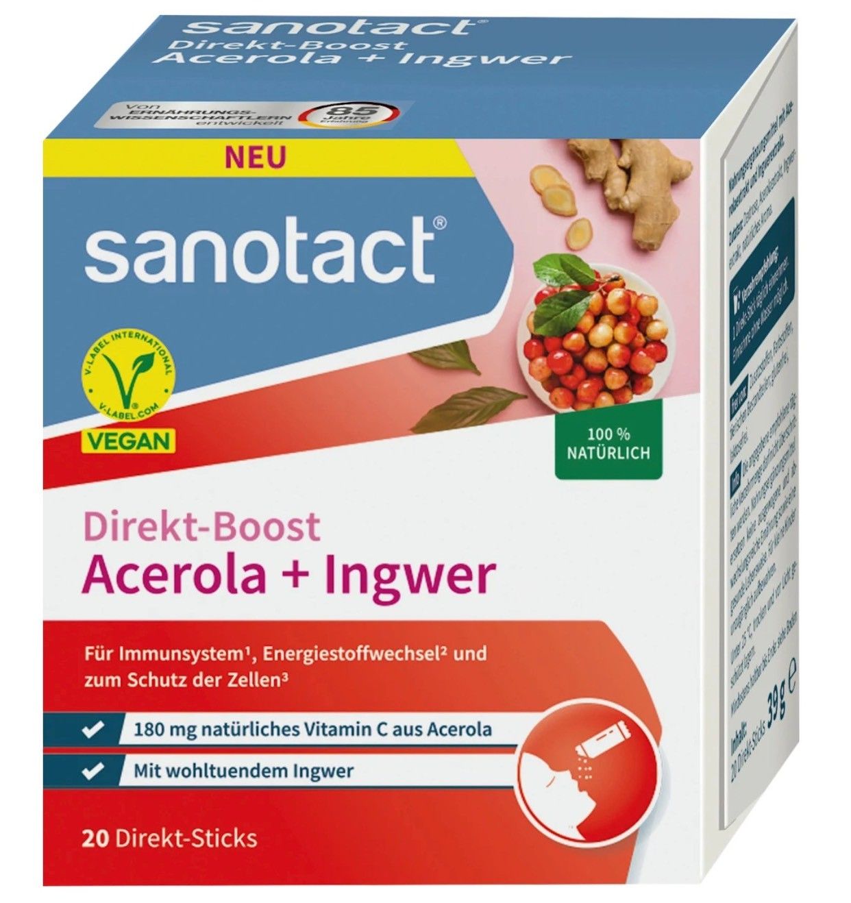 Sanotact Direkt-Boost Acerola + Ingwer巴西櫻桃 + 薑 粉末條 20包