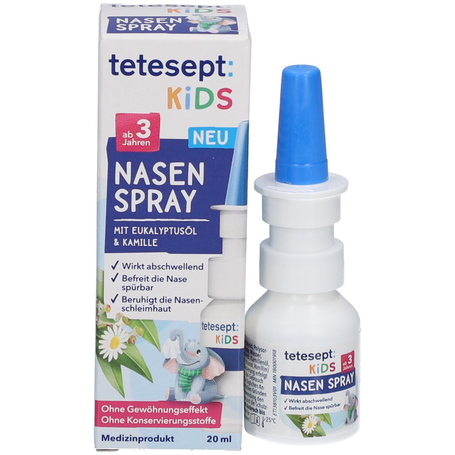 tetesept 兒童鼻噴劑，含有尤加利油和洋甘菊，20 毫升 紓緩鼻腔減少刺激