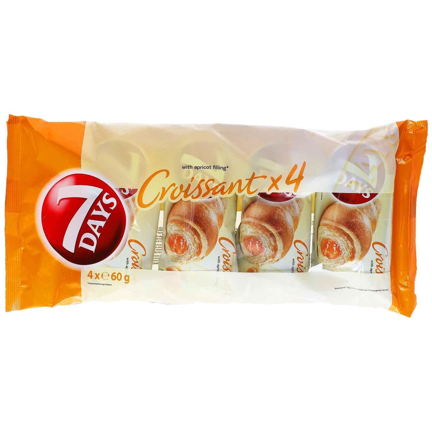 *預購下單* 7Days Croissant Aprikose 4x60g4個獨立包裝的杏子餡可頌，純素