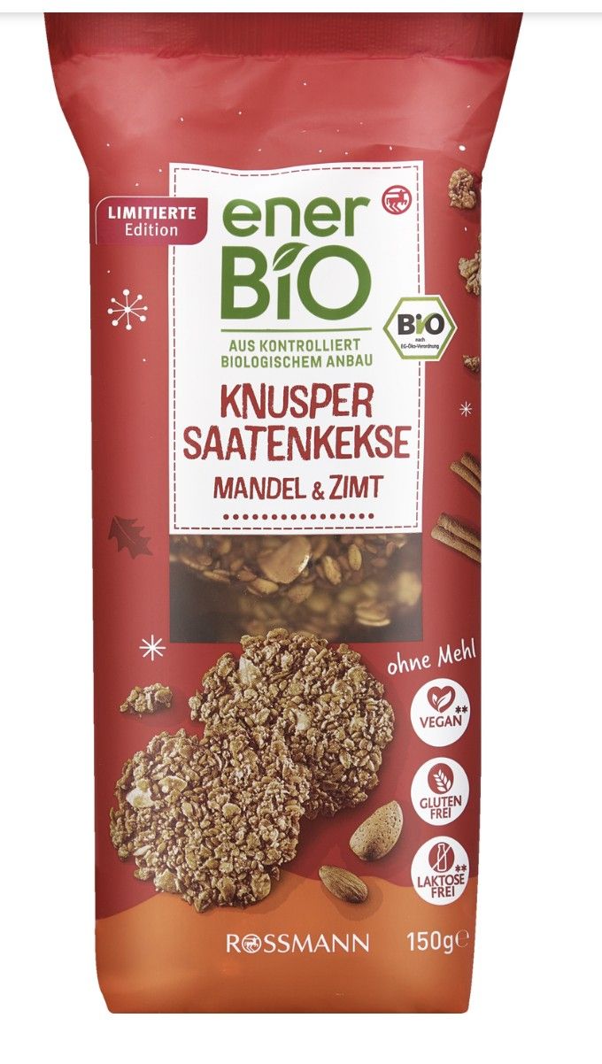 enerBiO 杏仁肉桂香脆種子餅乾---多種古物超健康又美味 150g