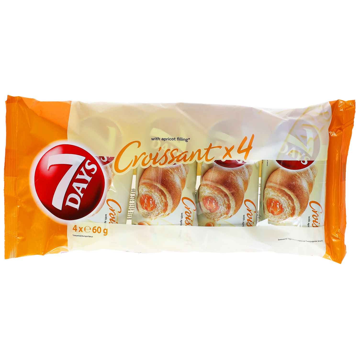 7Days Croissant Aprikose 4x60g 4個獨立包裝的杏子餡可頌,純素