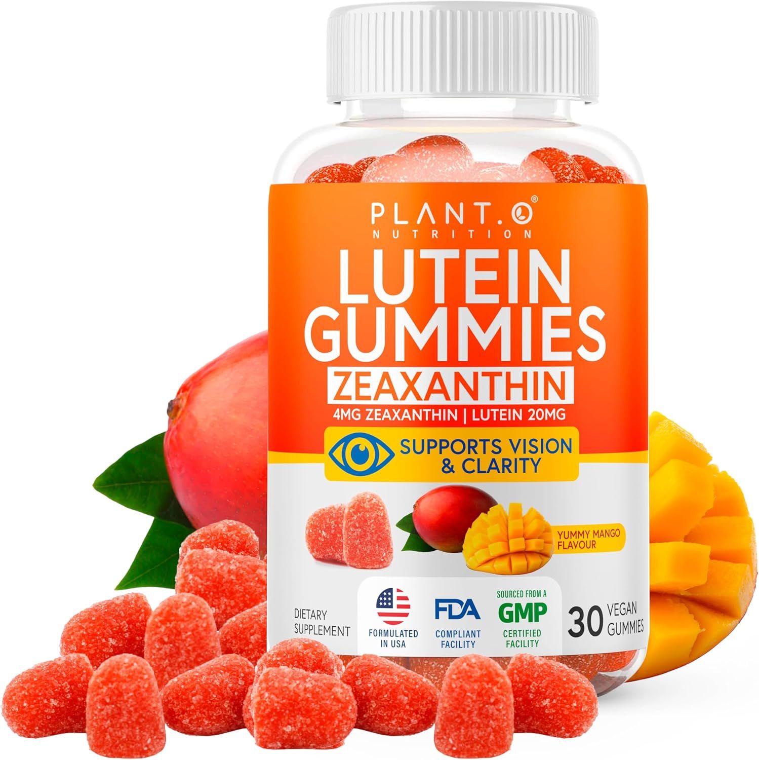 Plant 葉黃素和玉米黃質軟糖 - 超高劑量20 毫克葉黃素和玉米黃（30顆）＊美國製造---售完不補