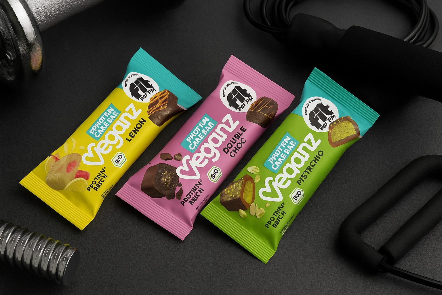 Veganz 蛋白蛋糕棒 45克 雙倍巧克力，檸檬起司旦糕， 開心果旦糕口味，1包含有11克蛋白質