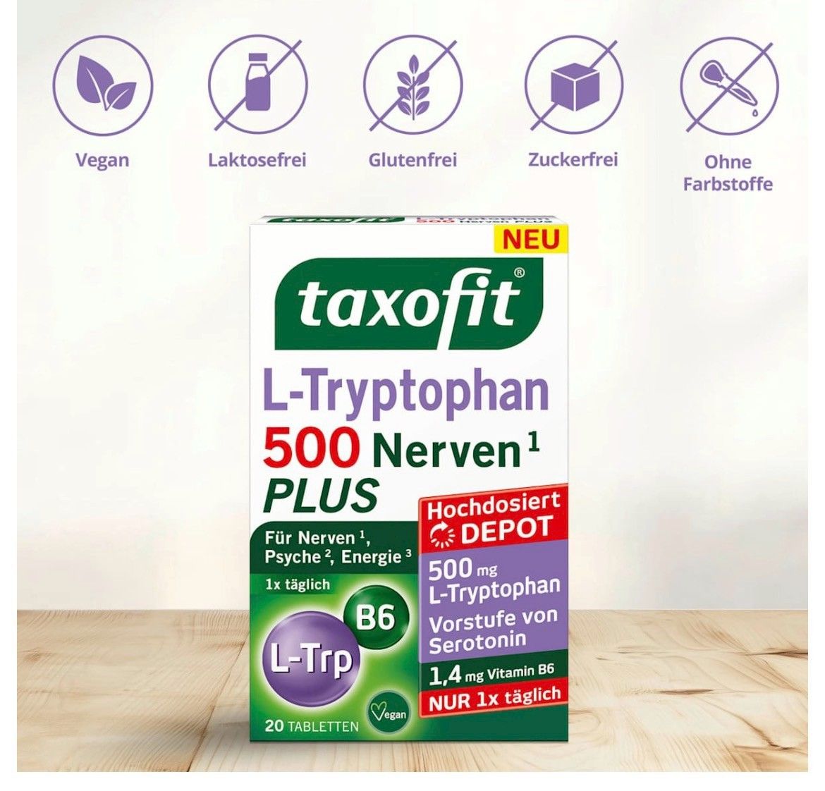 taxofit L-Tryptophan 500 Nerven PLUS（緩釋型） 20顆