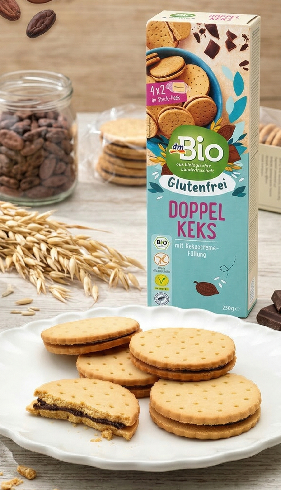 『無麩質』dmBio  1.夾心餅乾230克 2.鹼水脆口球 （80g）