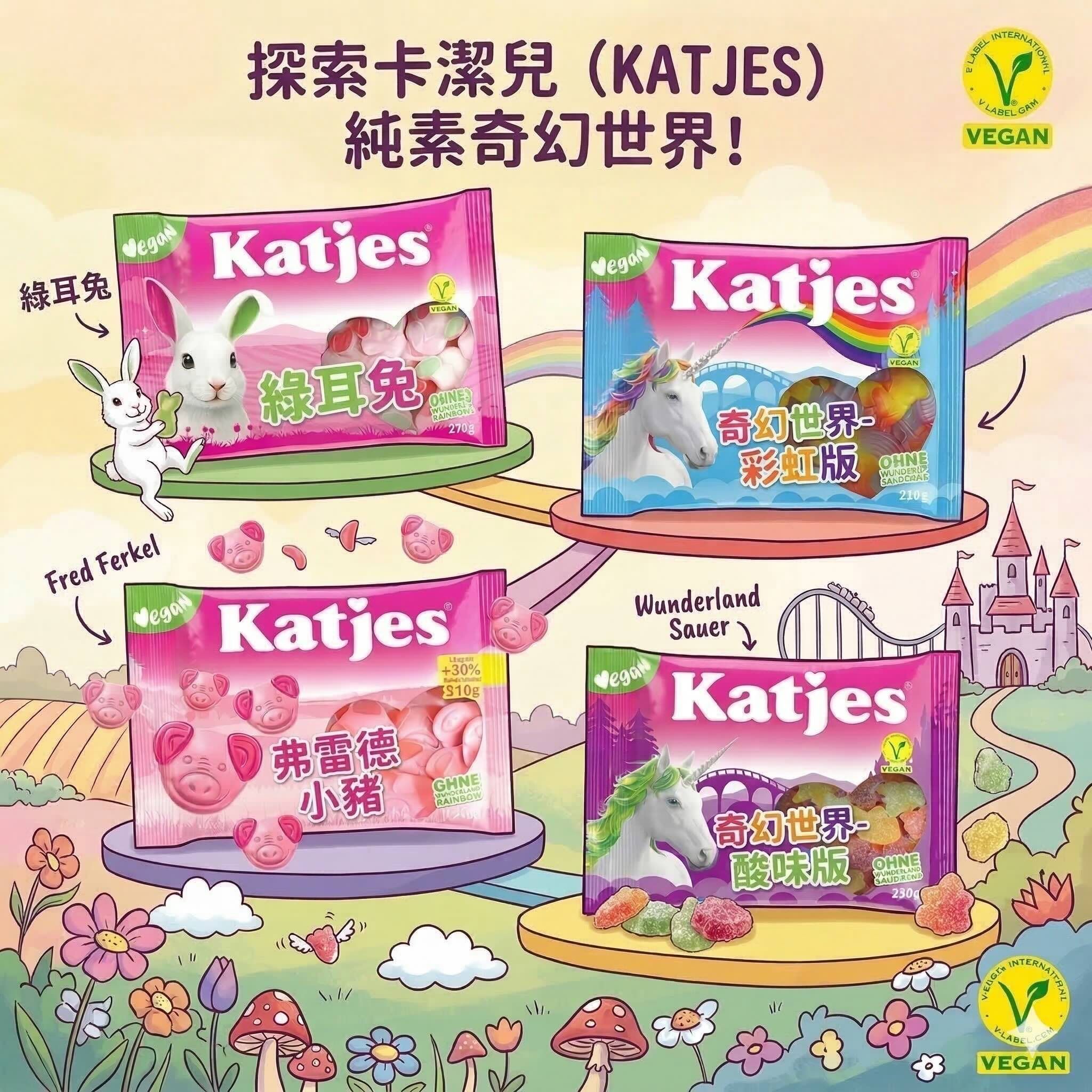 Katjes 純素軟糖---好吃無色素；可愛有趣，大包，果汁味濃厚 210g