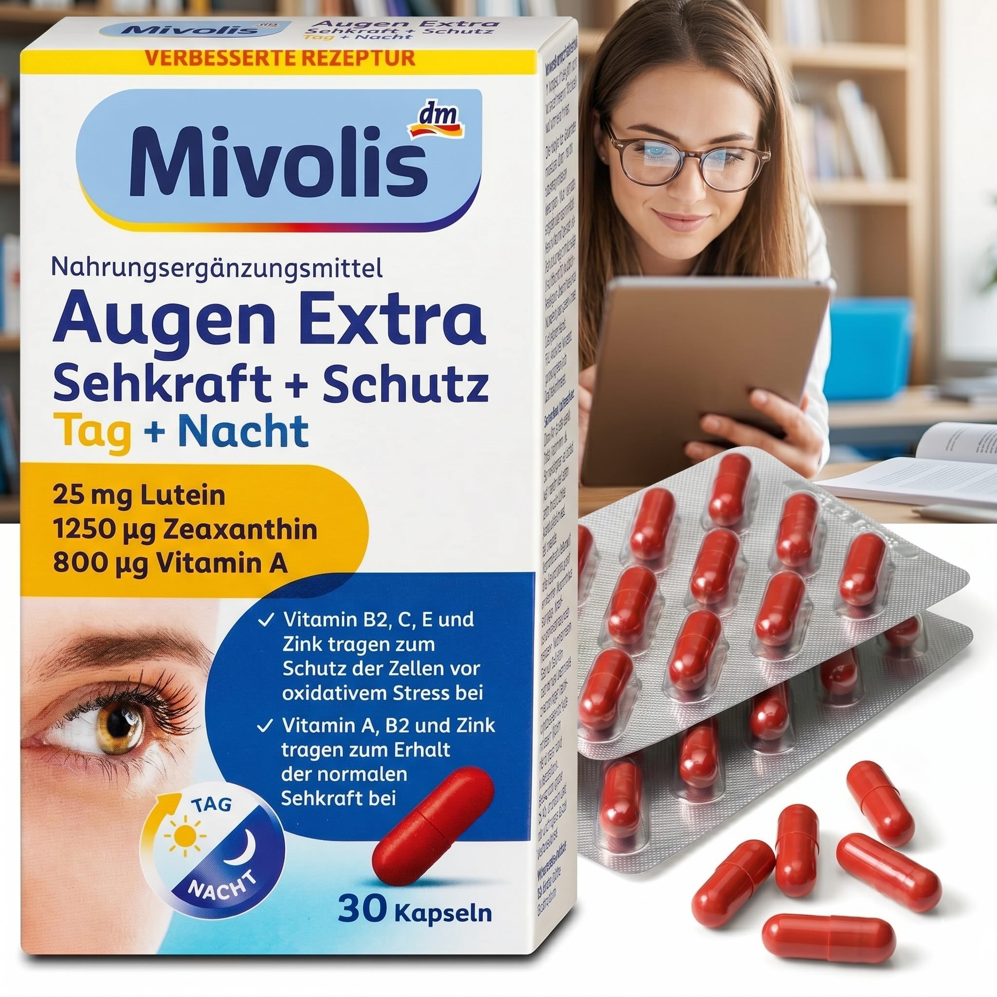 Mivolis 強效視力保護膠囊，日夜適用，30粒，16克