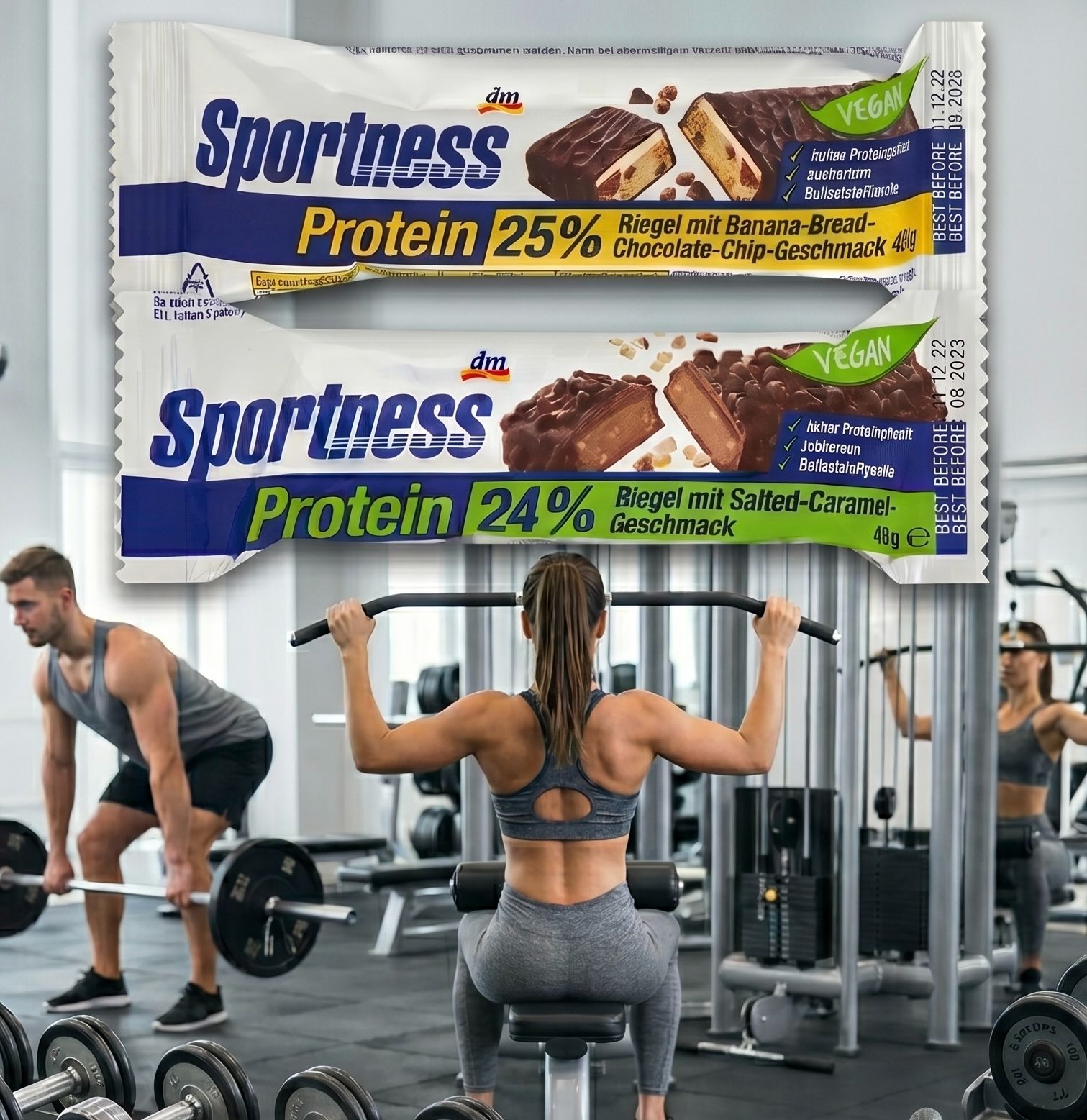 Sportness 蛋白棒 24% 蛋白質含量，鹹焦糖口味/香蕉麵包，45 克，每條蛋白質10g