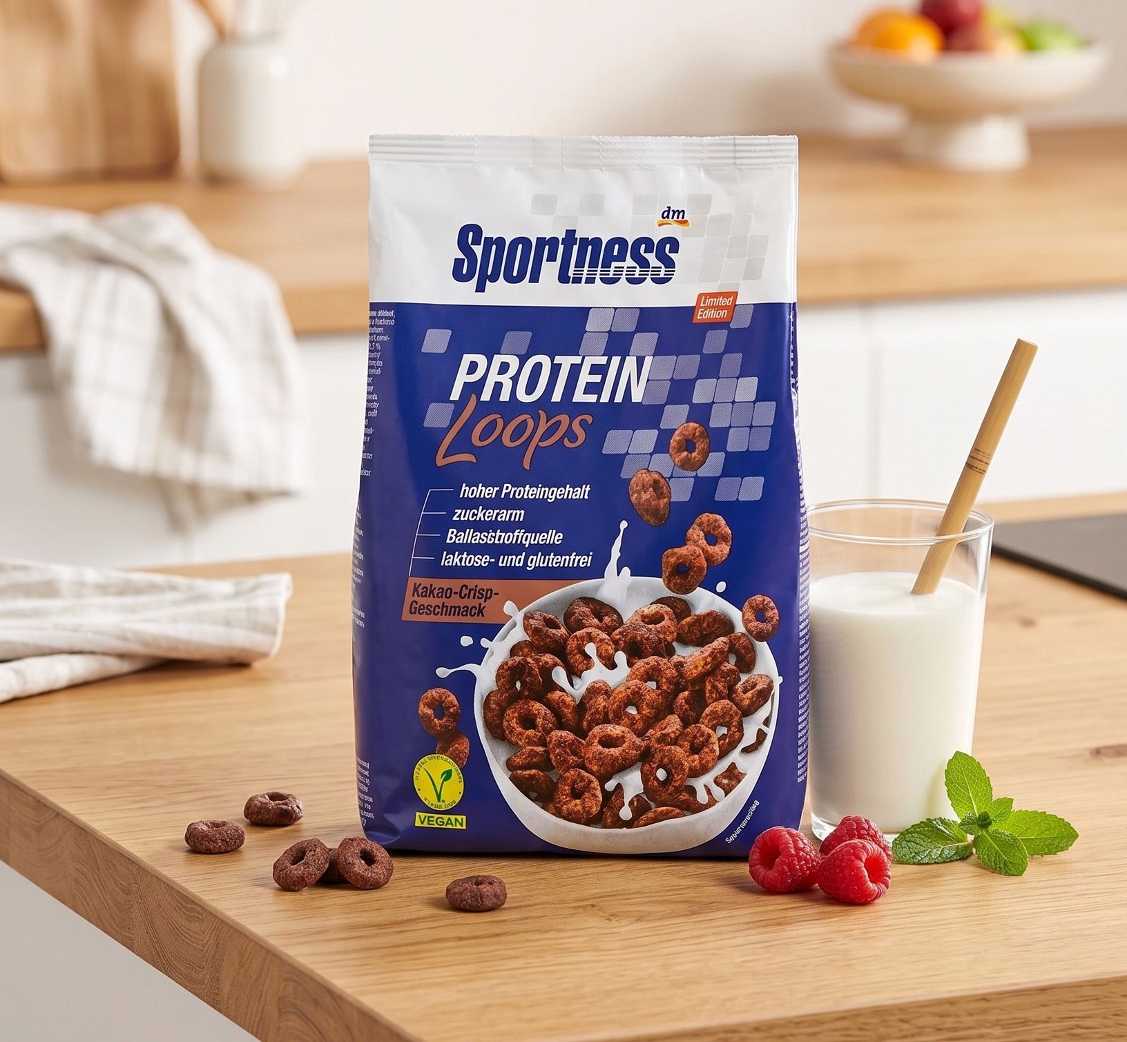 『無麩』Sportness 蛋白圈，可可脆片口味，250克（高蛋白低糖，富含膳食纖維）100公克36g蛋白質