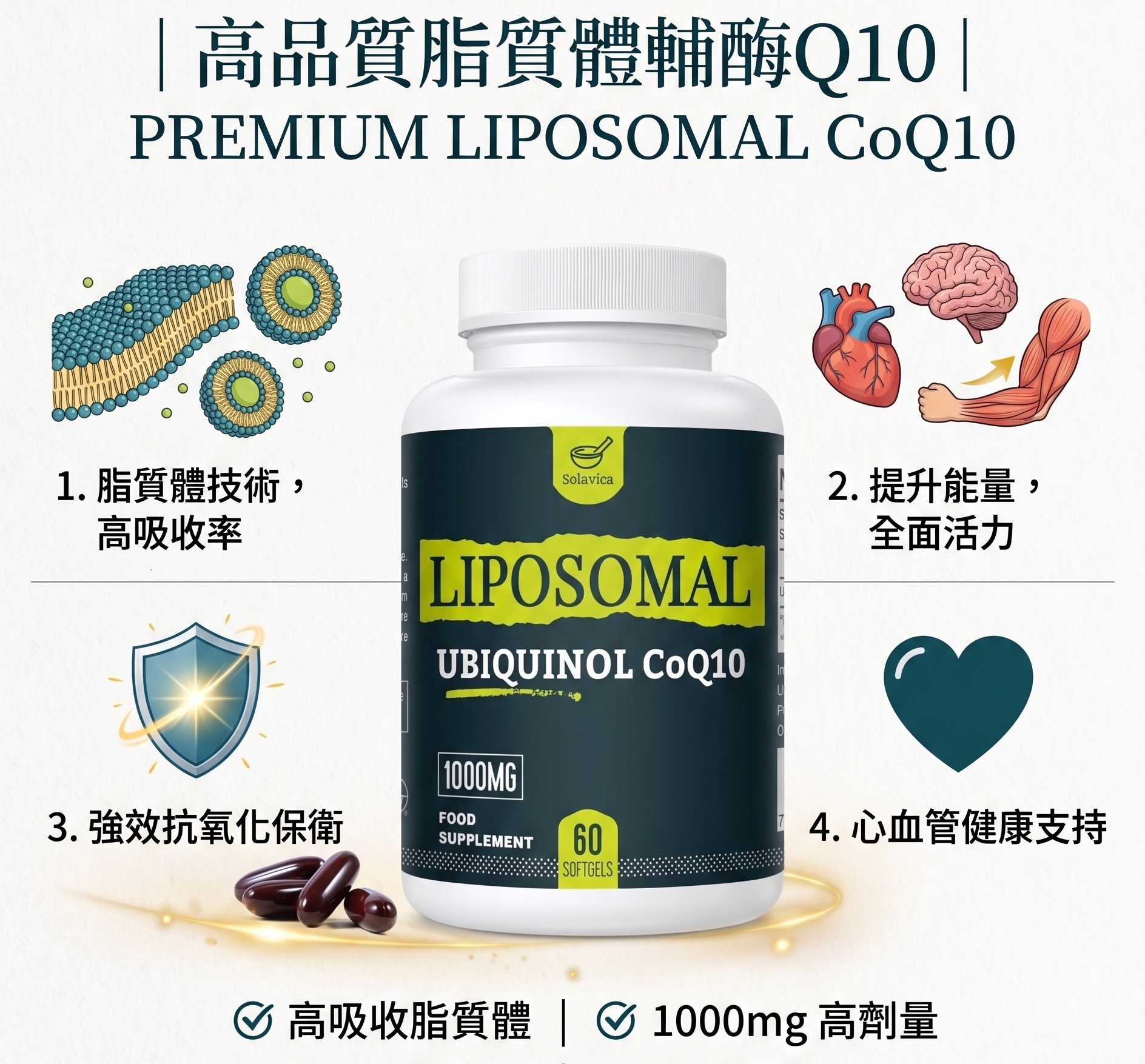 Liposomal Ubiquinol 脂質體泛醇輔酶Q10（更好的抗氧化活性和吸收效果）