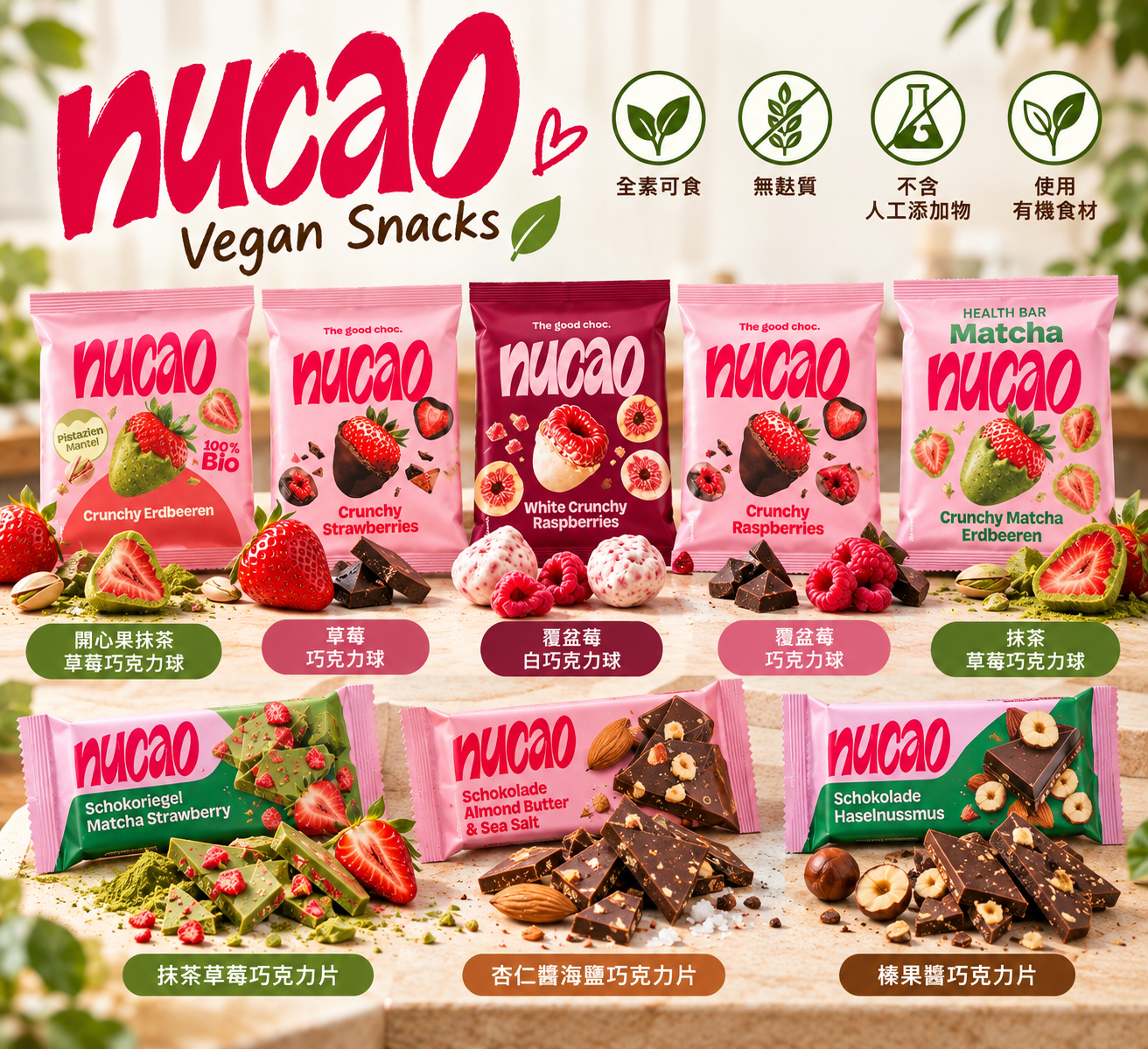 *10/19後出貨*nucao 德國純素巧克力31-125g ＆水果脆脆系列 50g  🍓🍫