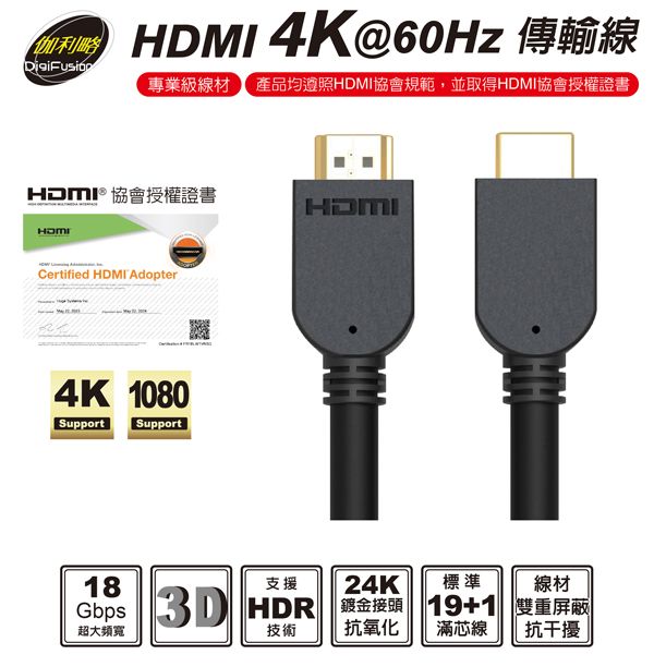 伽利略 HDMI 4K@60Hz/8K@60Hz  傳輸線 （1米~5米）