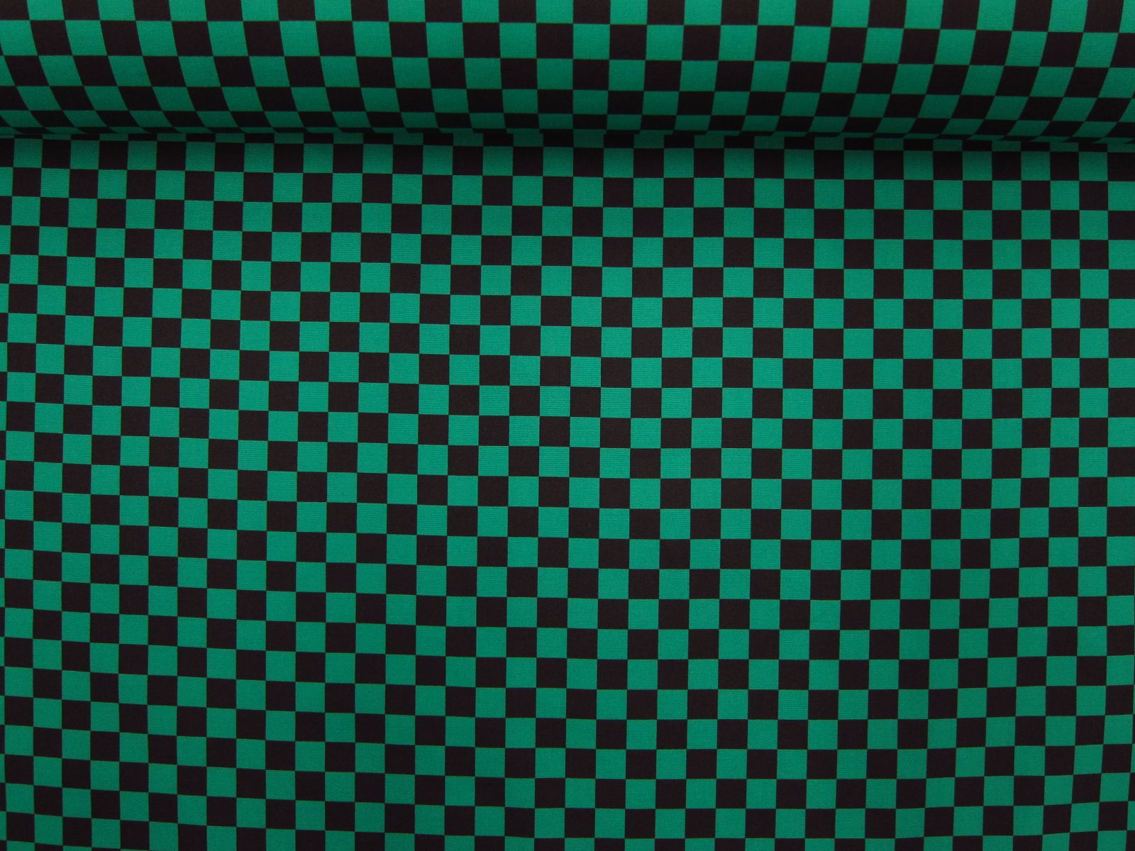 台灣製數位印刷平織綿布-小版和風黑綠市松格紋-黑綠格（100%純綿、台灣製造）