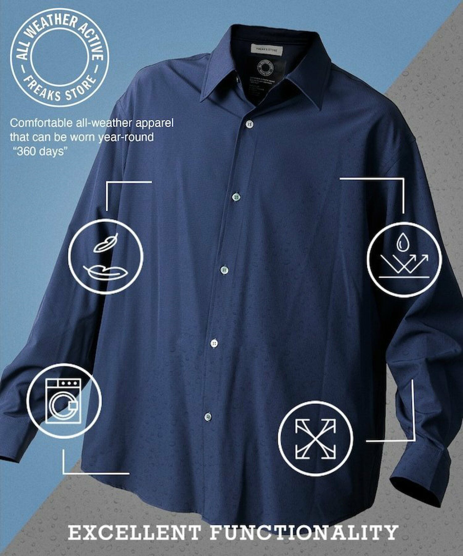 日本選品店 FREAK’S STORE 「ALL WEATHER ACTIVE WEAR 寬鬆版型 標準領襯衫