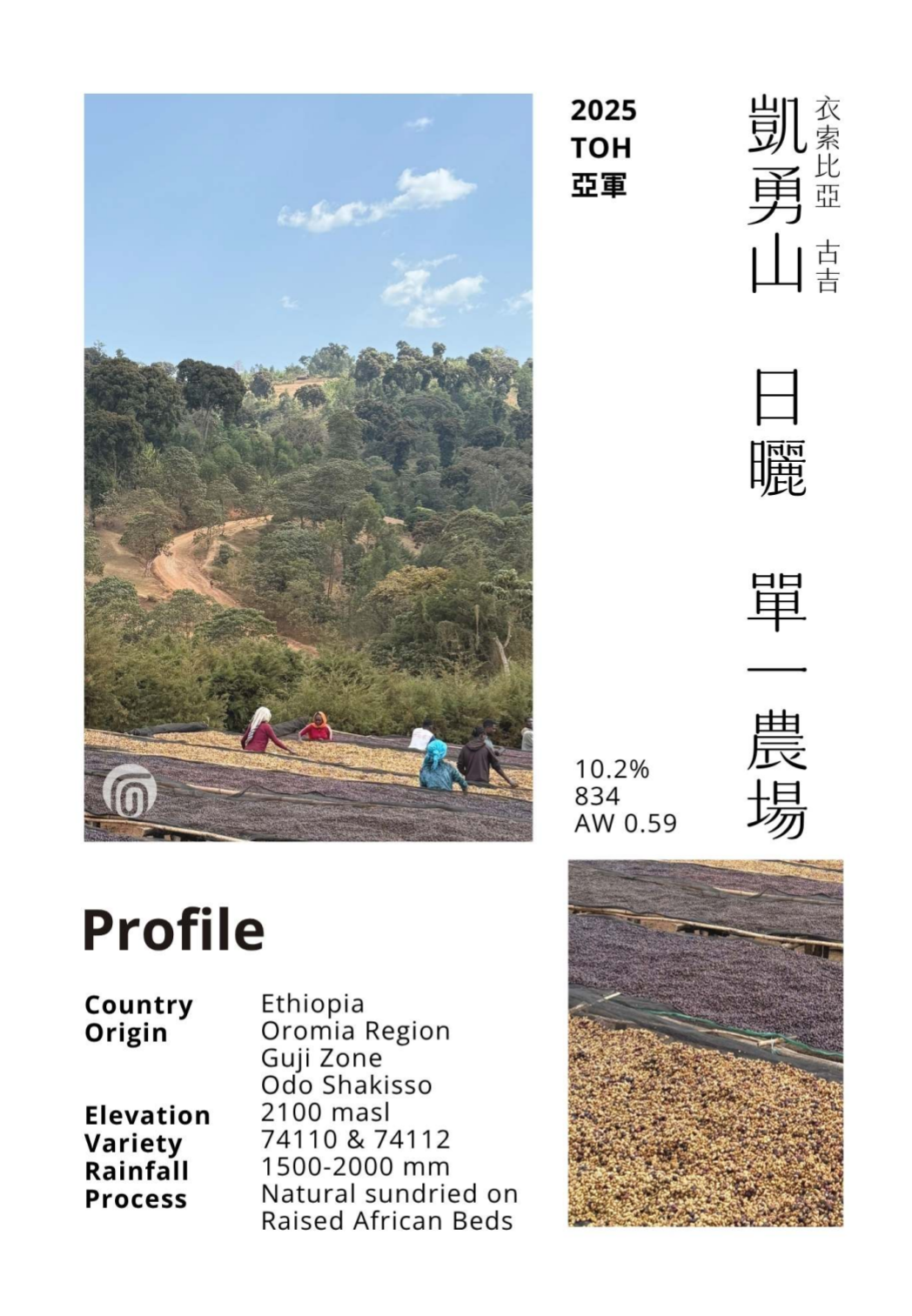 [2025 衣索比亞 TOH 亞軍] 衣索比亞 日曬 古吉 凱勇山單一農場 G1