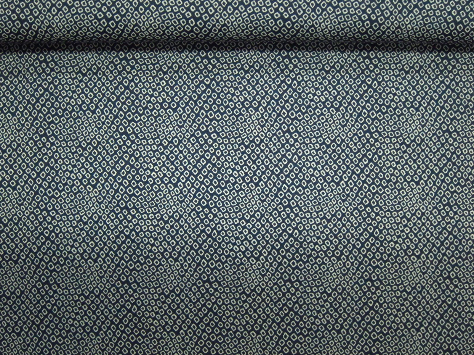 台灣製拔染印花平織綿布-砂礫間-深藍底-100%純綿、台灣製造