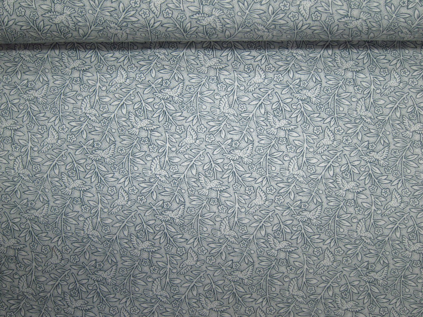 台灣製平織綿布-霧幻鳥-灰-100%純綿、台灣製造