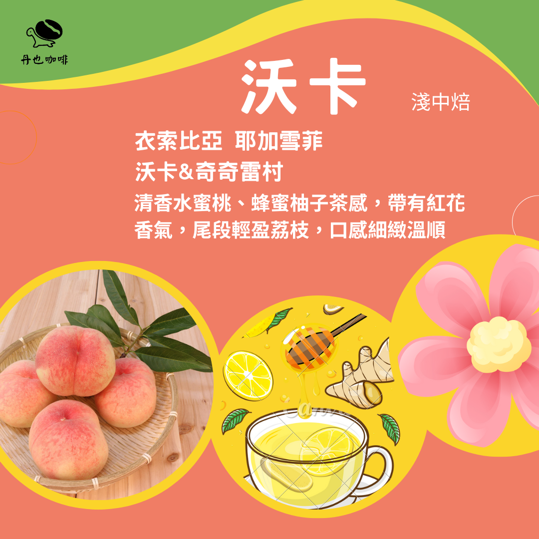 ＜完售＞7月新豆＜淺中焙＞衣索比亞 耶加雪菲 沃卡奇奇雷村 / 日曬 / 水蜜桃 蜂蜜柚子 紅花