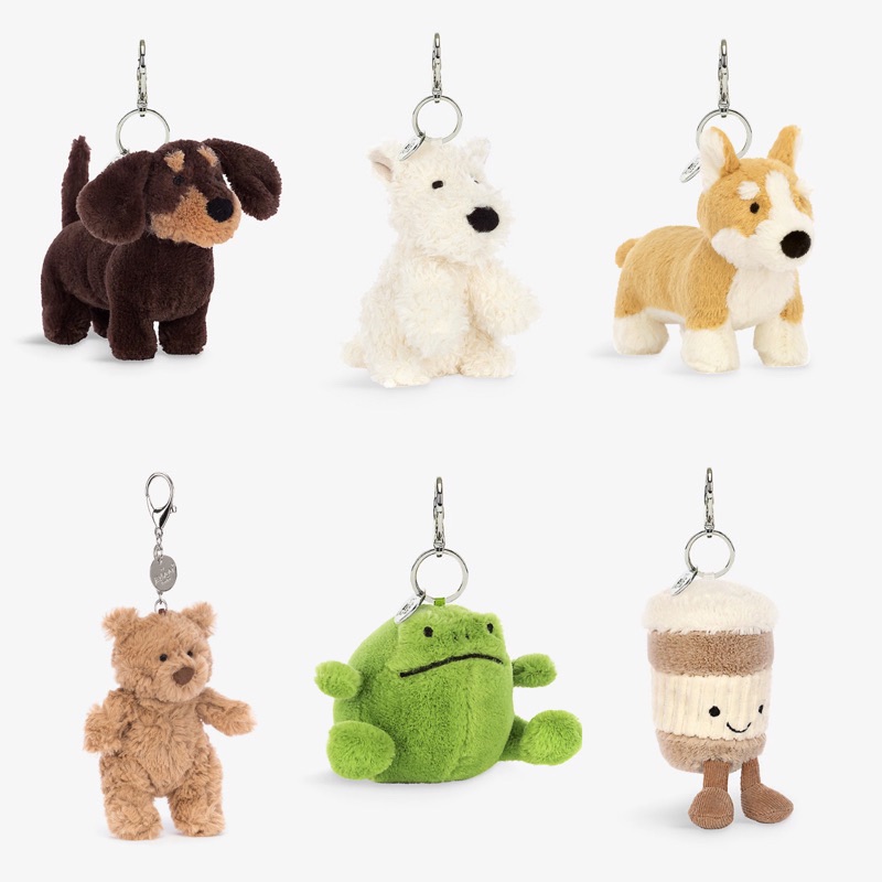 🌺AG選物➰英國代購 新品 JELLYCAT  臘腸狗 咖啡杯 柯基犬 鑰匙圈 禮物 吊飾