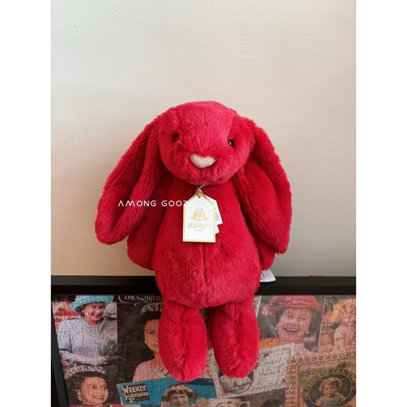 🔥現貨🔥➰Jellycat聖誕限定 Bashful Luxe Bunny 奢華致臻安撫兔 Scarlett 緋紅玫瑰