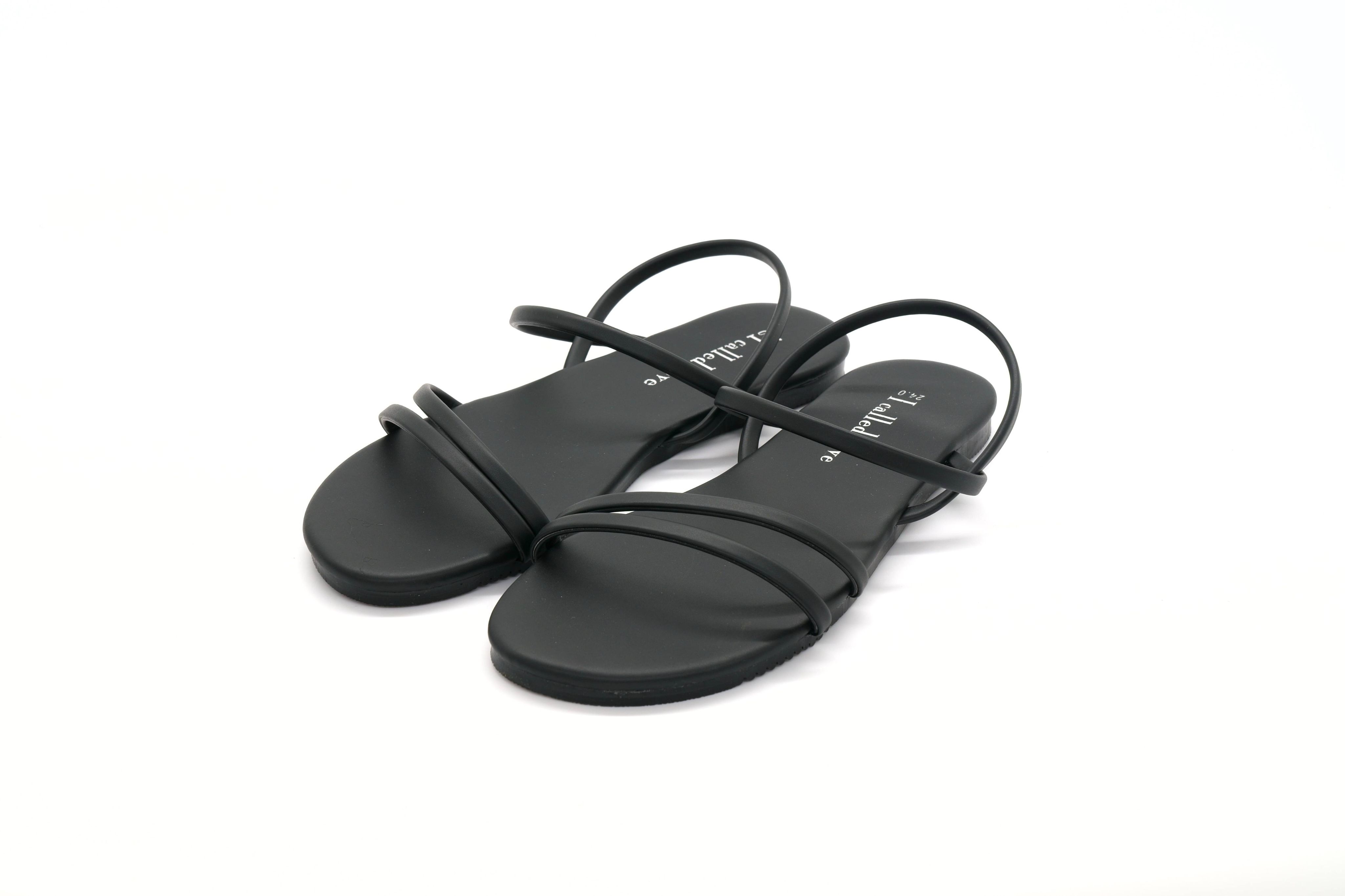 【I called Love】2021春夏新款現貨 兩穿式 平底拖鞋涼鞋女鞋 FC006 細帶涼鞋 皮革 線條 細帶