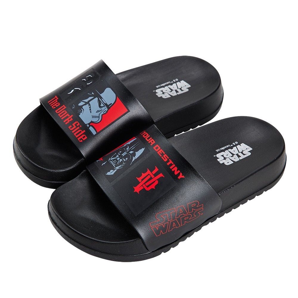 【迪士尼】STARWARS星際大戰 不對稱造型防水童拖鞋-黑