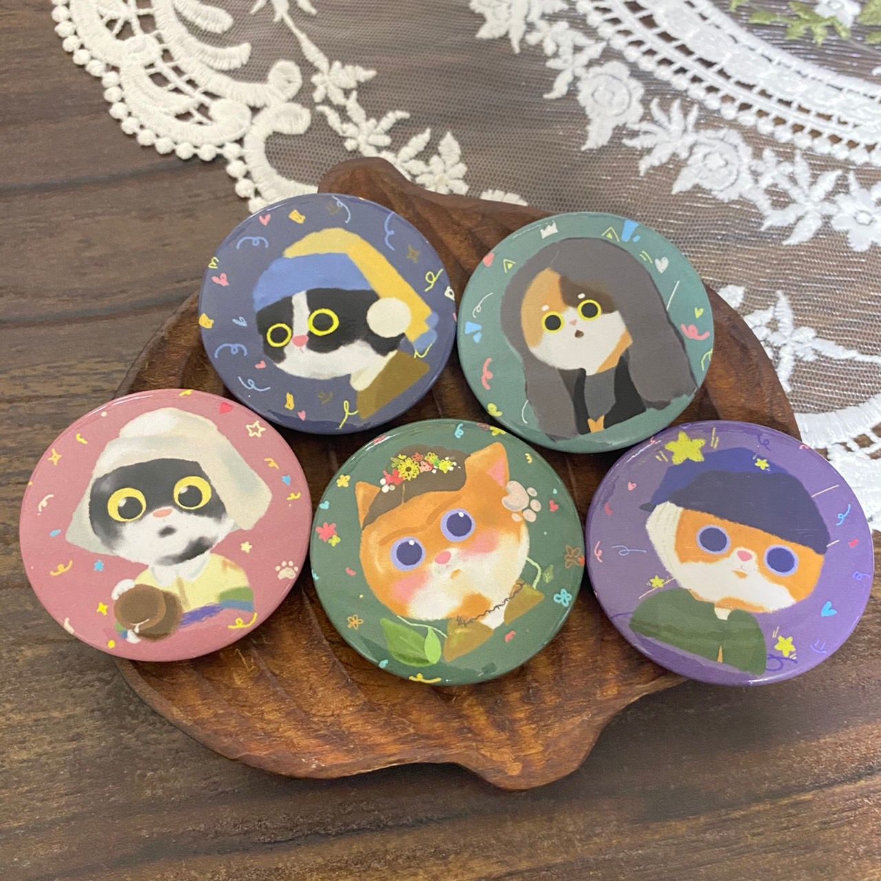 名畫系列貓咪胸章5公分胸章!