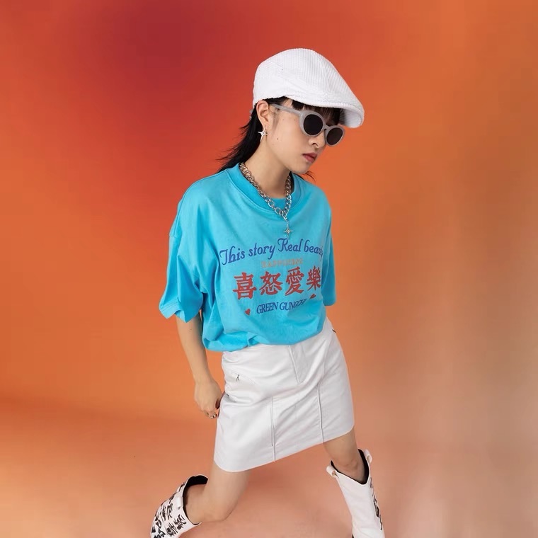 💗喜怒愛樂復古短袖（藍色）💗