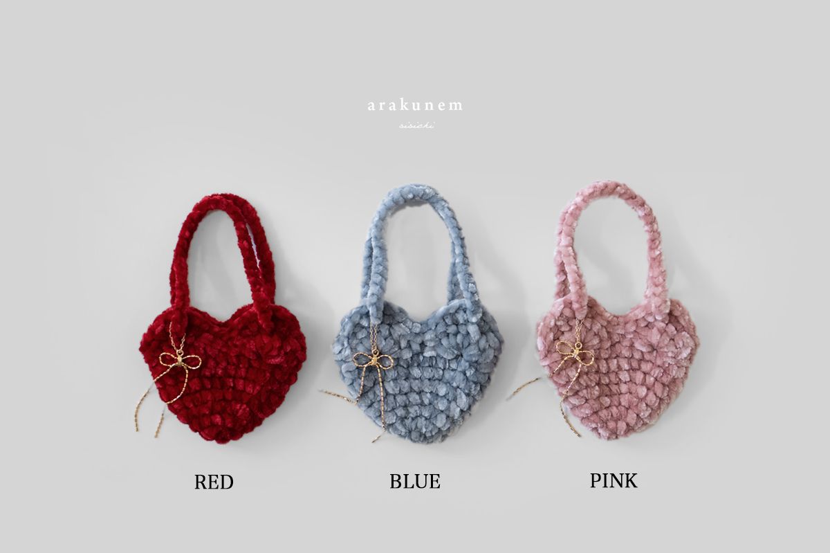「受注」◆Mahogany。櫻桃甜心◆ 單品系列:：絲絨編織愛心手提包