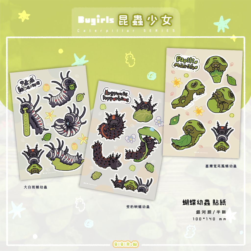 蝴蝶幼蟲圖鑑貼紙