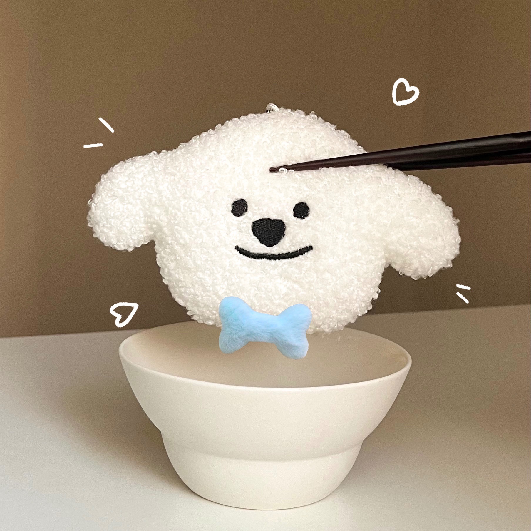 寶寶藍毛絨骨頭別針 雲朵小狗娃娃吊飾 超療癒