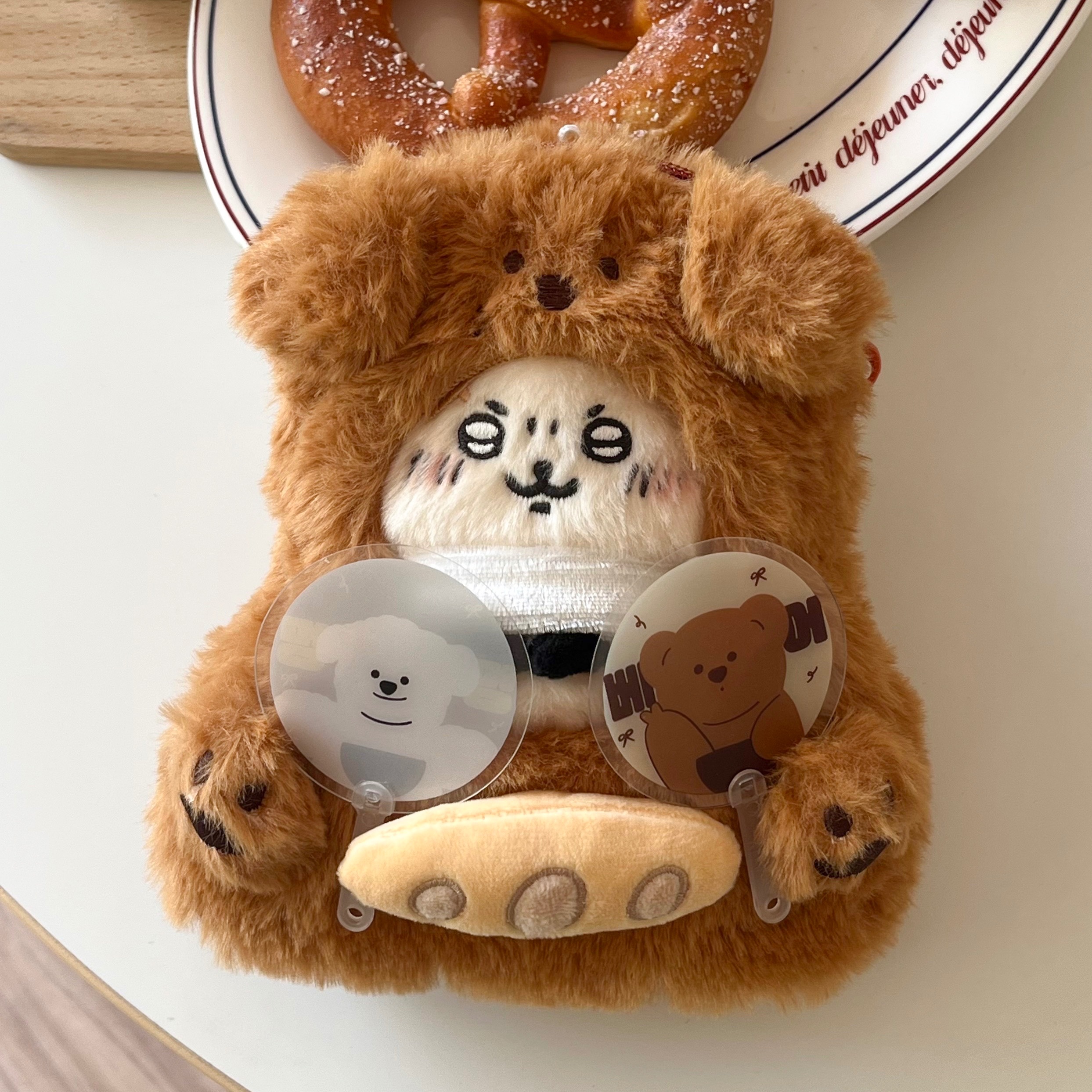 小熊吃麵包🥖🐻肉鬆麵包 娃衣零錢包卡套三合一卡包