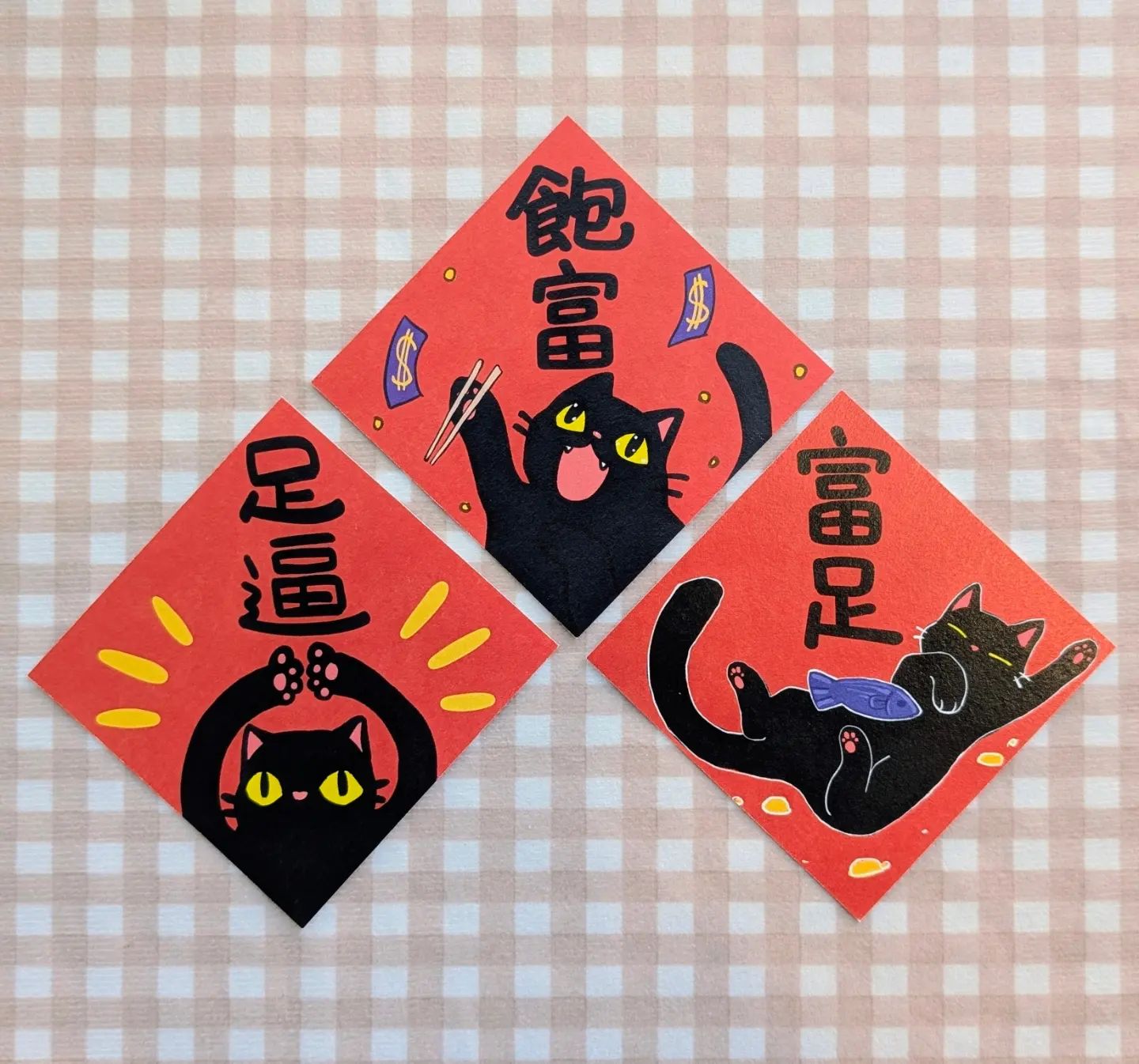 貓貓春聯斗方小卡