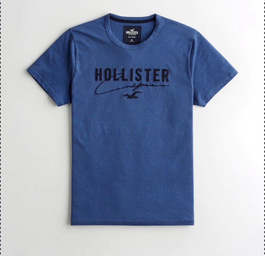 HOLLISTER 男編織短袖T恤 藍