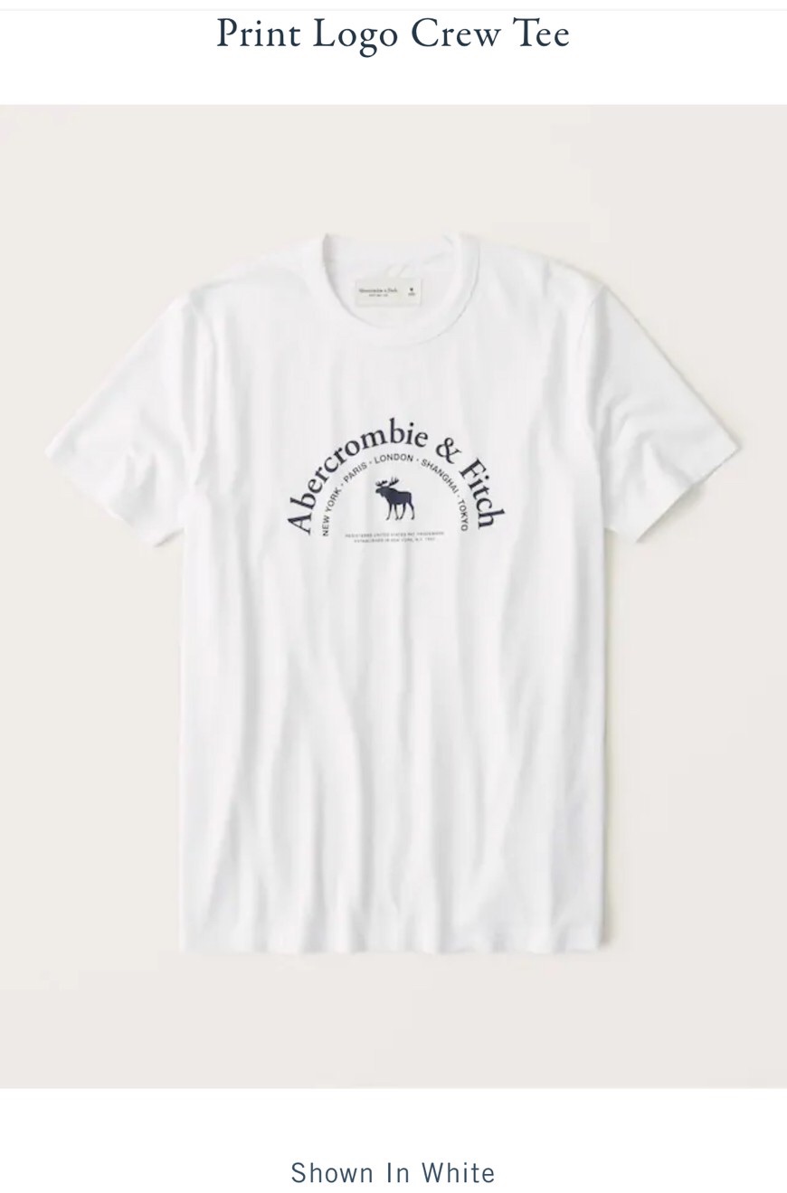 A＆F print logo 短袖T恤