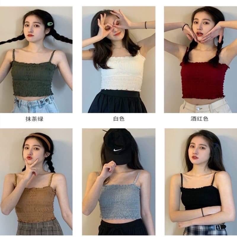 現貨 木耳邊小可愛 平口 抹胸 細肩帶短版上衣