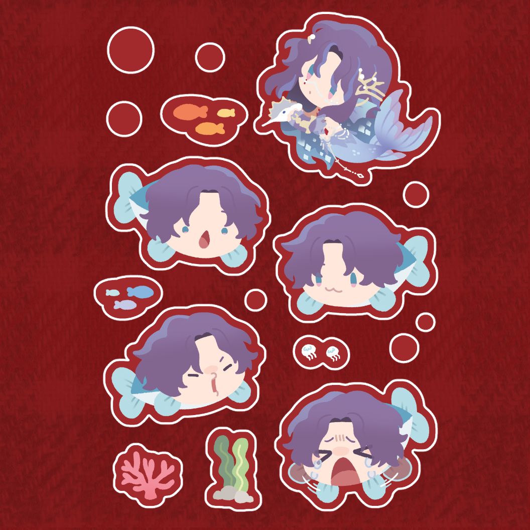 《戀與深空》祁煜_Under the sea..._透明泡泡貼