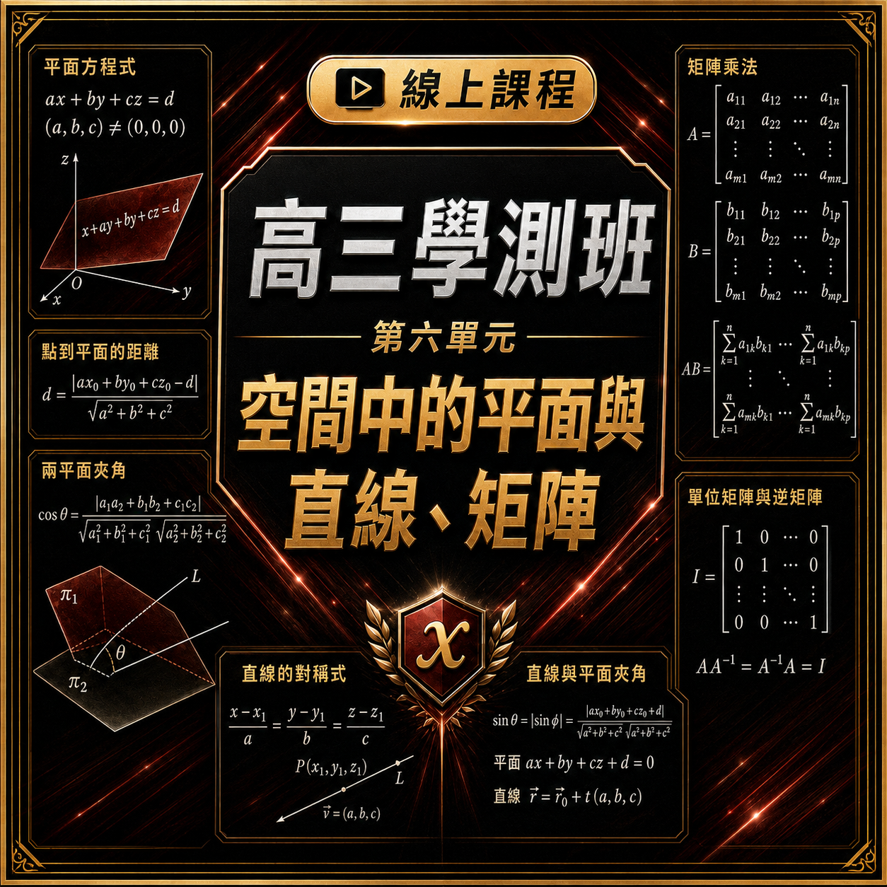 高三學測班｜第六單元｜空間中的平面與直線、矩陣