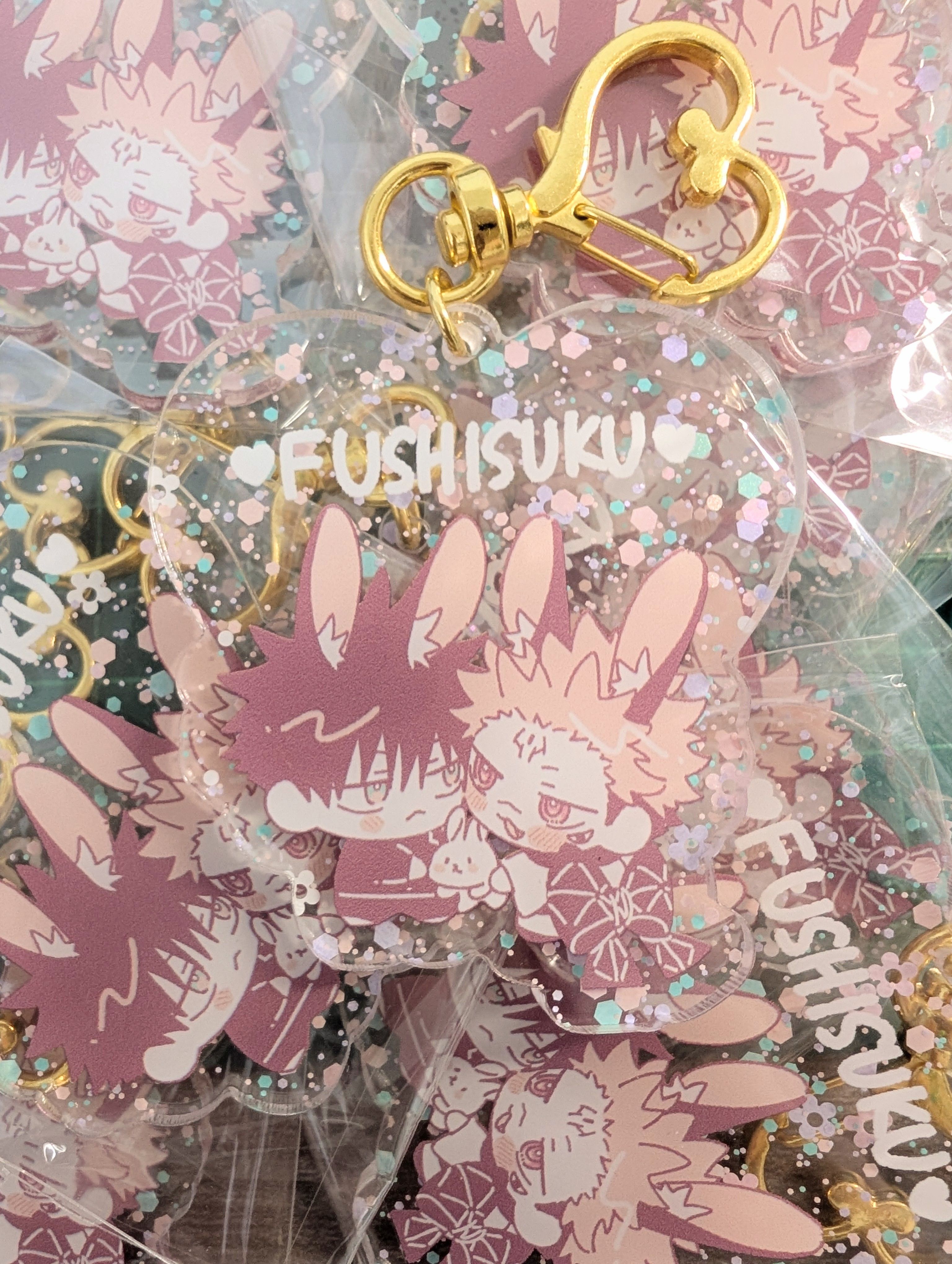 伏宿＆脫兔 紫粉小碎花壓克力吊飾