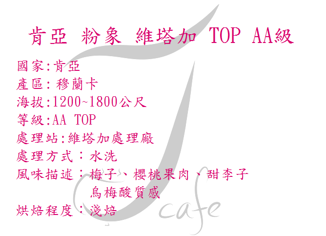 肯亞 粉象維塔加 Top AA級-淺焙