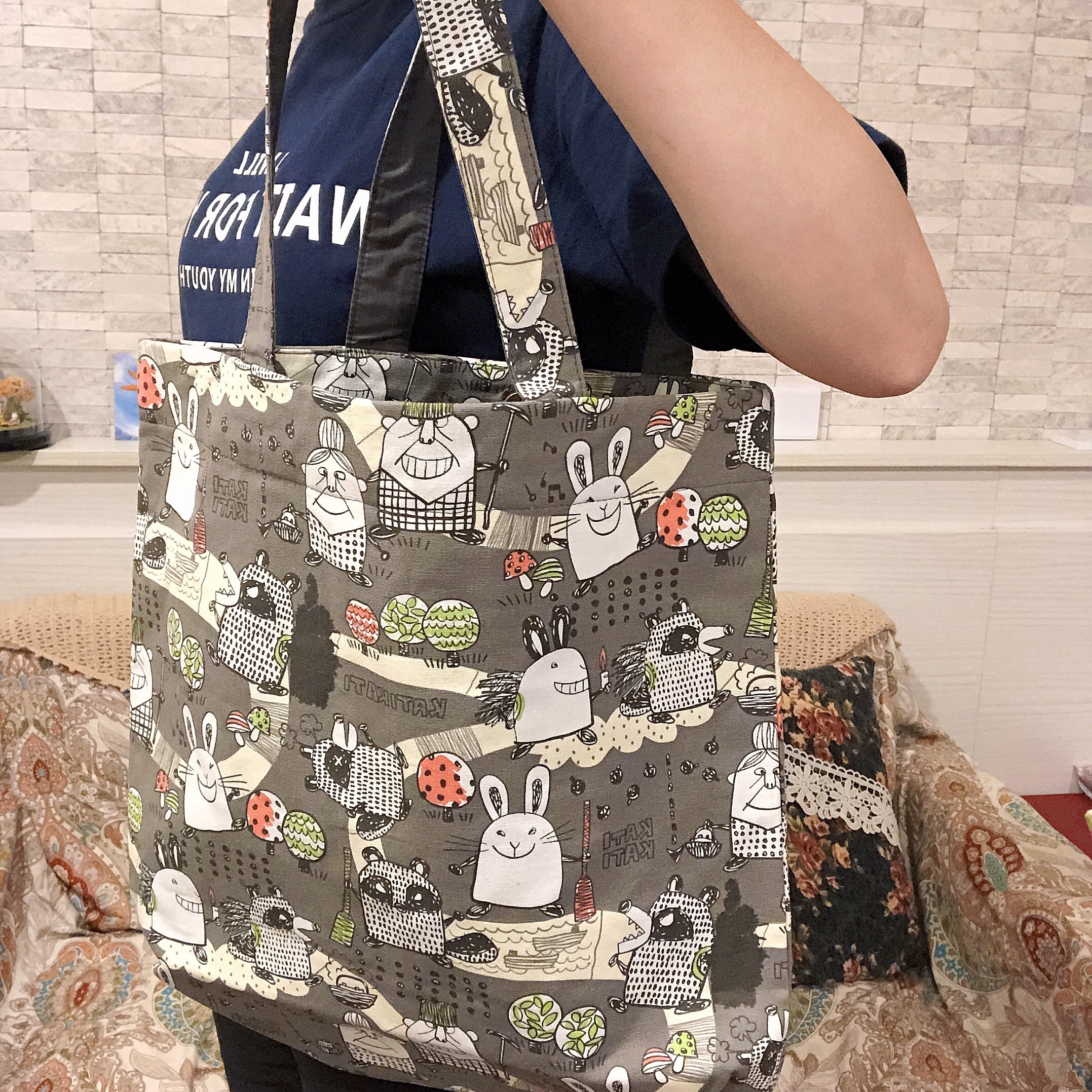 手提袋 購物袋 肩背袋  趣味兔