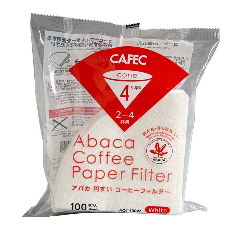 日本三洋濾紙 CAFEC ABACA棉麻錐形濾紙 2-4人份 錐形白色款 100入/包-四点五咖啡販賣