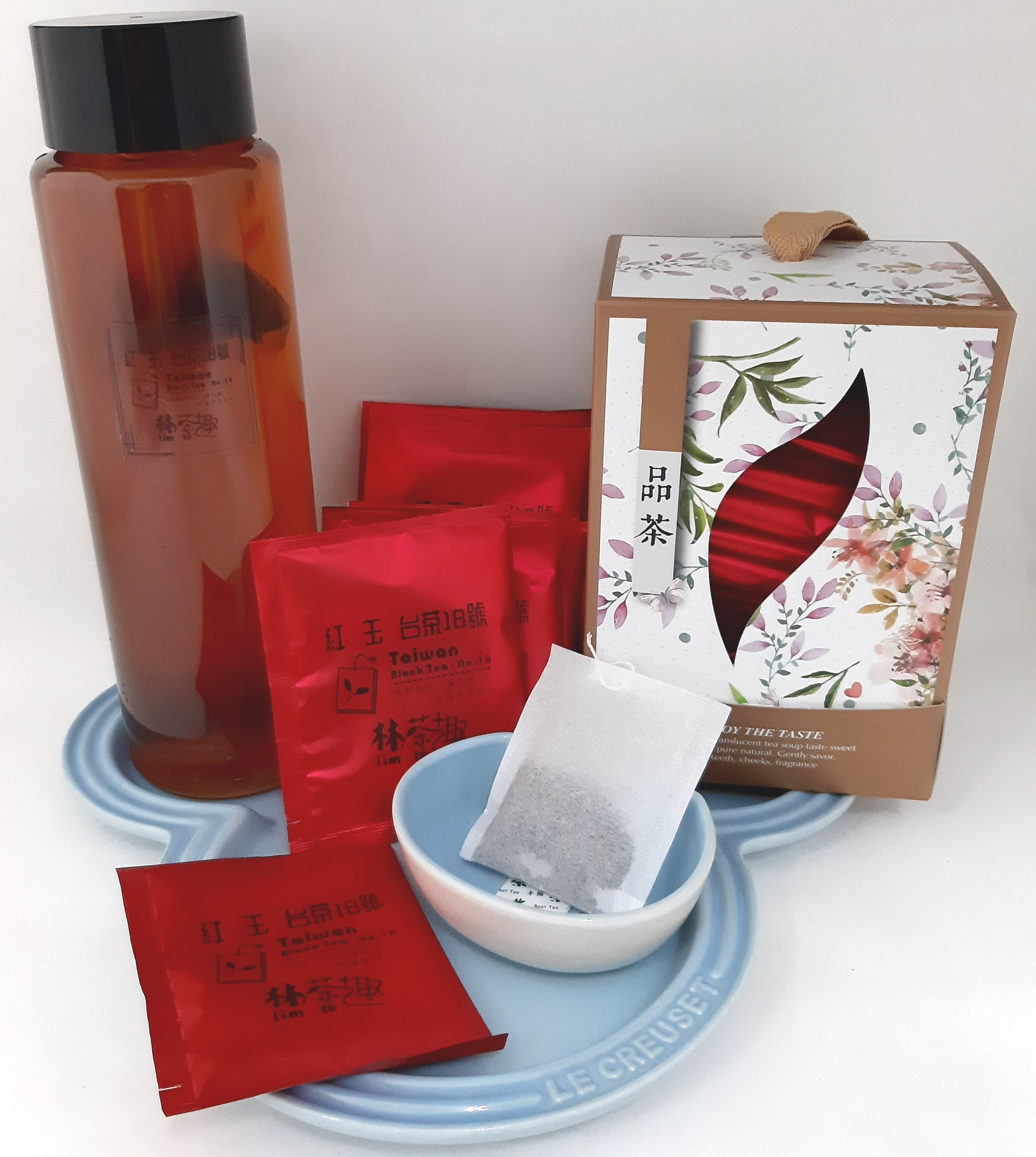 紅玉-台茶18號自然農法四角平面茶包茶角　茶末-熱沖、冷泡天然的好茶味-林茶趣